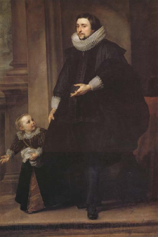 Anthony Van Dyck Portrait d'un homme de qualite et d'un enfant Norge oil painting art